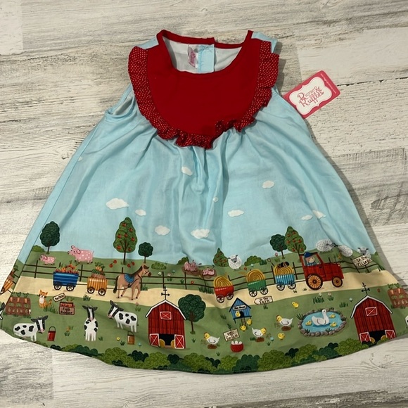 Ricrac & Ruffles Farm Animals Dress Size 2T NWT